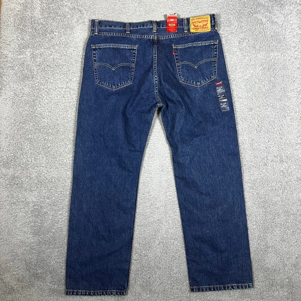 Levi's 505‎ Jeans Mens 40x30 Dark Wash New Regular Fit Straight Leg